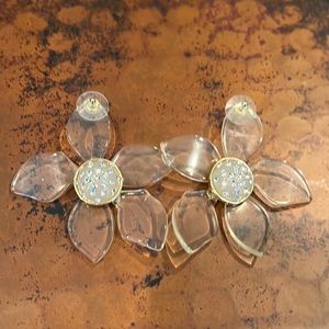 Clear flower earrings.